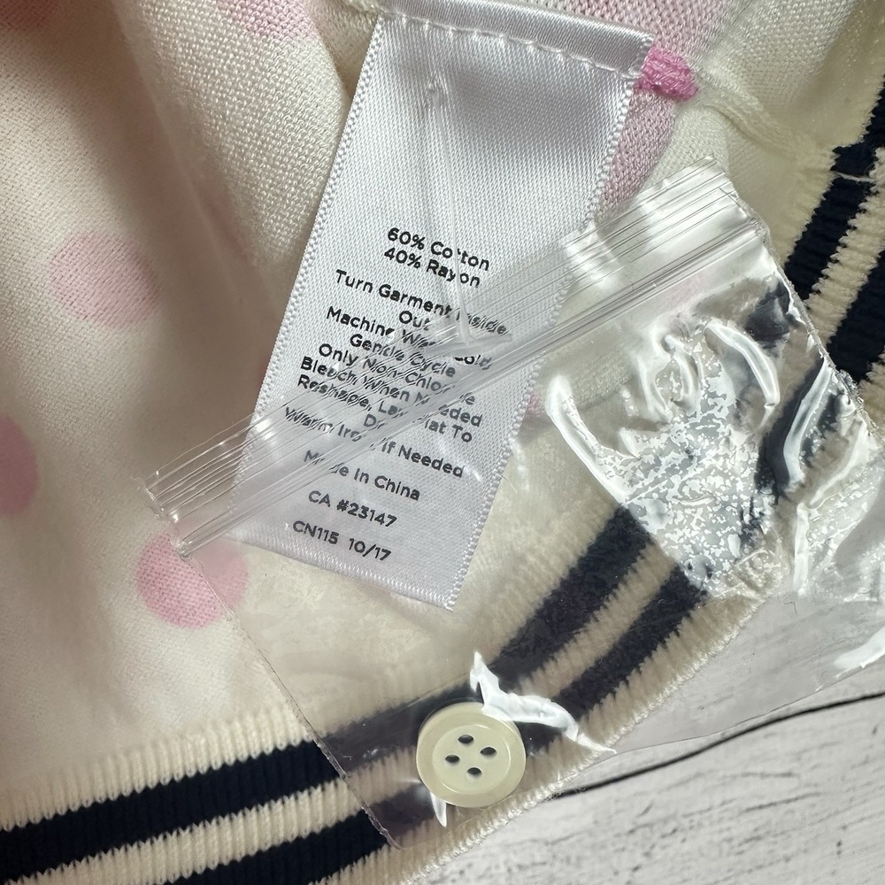Talbots Charming Cardigan Dot Print Pink Size Large Coquette Preppy Valentines - Picture 7 of 7